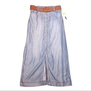 INC Regular Fit Long Jean Skirt with Belt Size S